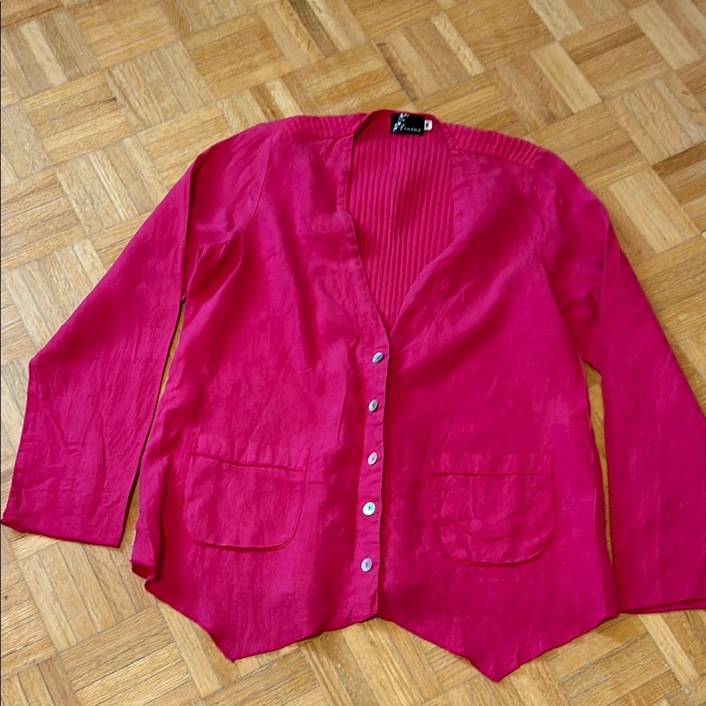Fenini Vibrant Pink Button-Up Cardigan